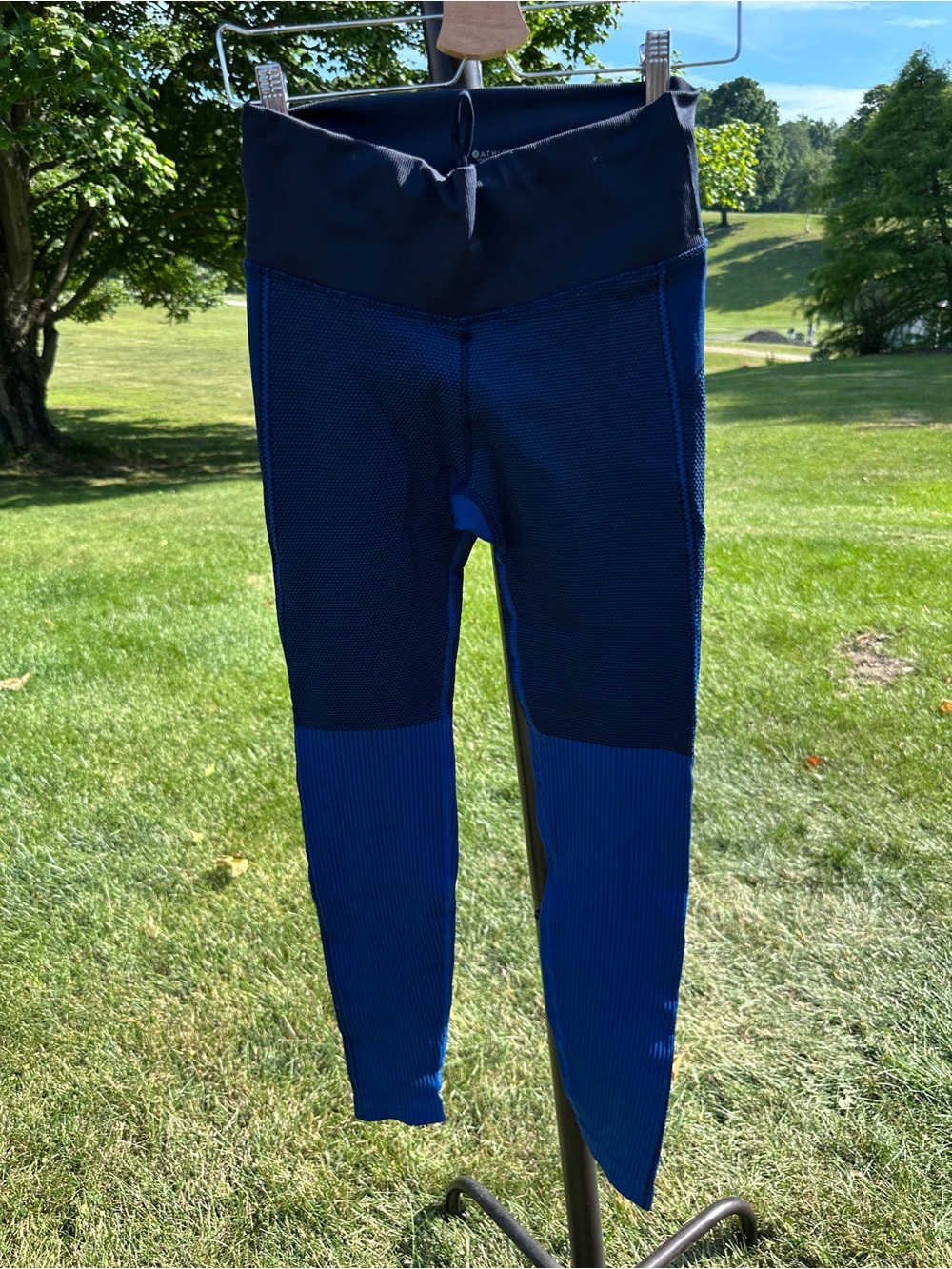 Athleta Flurry Blue Two-Tone Active Leggings